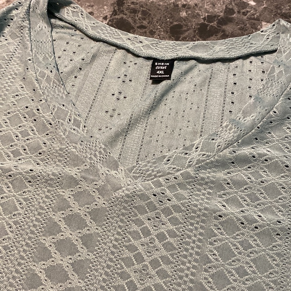 Shein Plus Eyelet Embroidery Petal Sleeve Top - Size 4XL - Picture 10 of 12